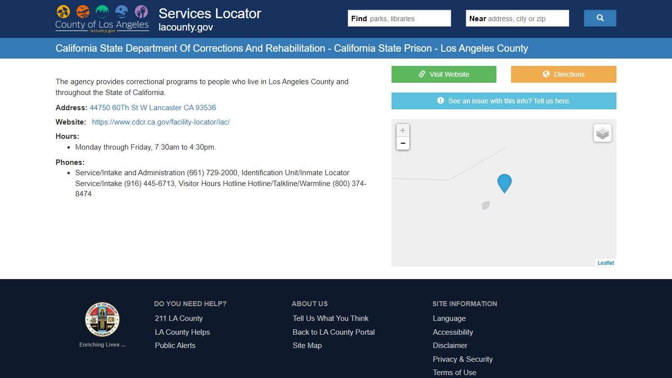 California State Department Of Corrections And Rehabilitation - California State Prison - Los Angeles County